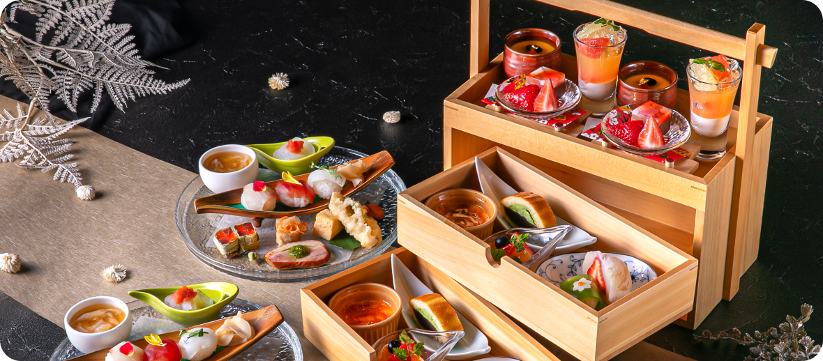 乾杯スパークリングワイン付き「和風アフタヌーンティー」がお会計より10％オフ